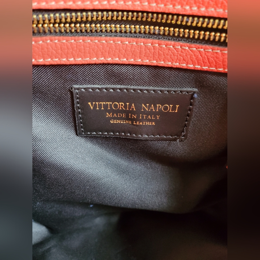 Vittoria Napoli Coral leather tote bag cross body bag - Picture 8 of 14